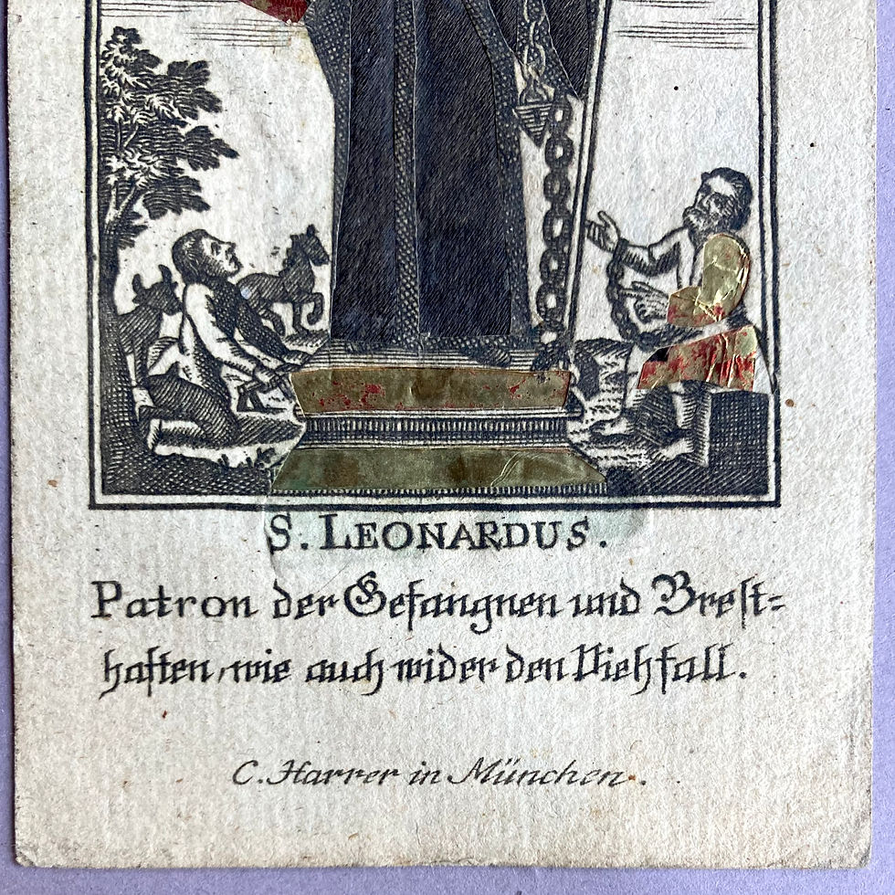 Thumbnail: St. Leonard, patron of prisoners: Unrecorded ‘enhanced’ engraving.