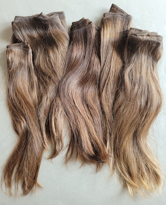 LOT U - Samples 5 Slavic Ash WarmBrown Wefts 15in - 16in