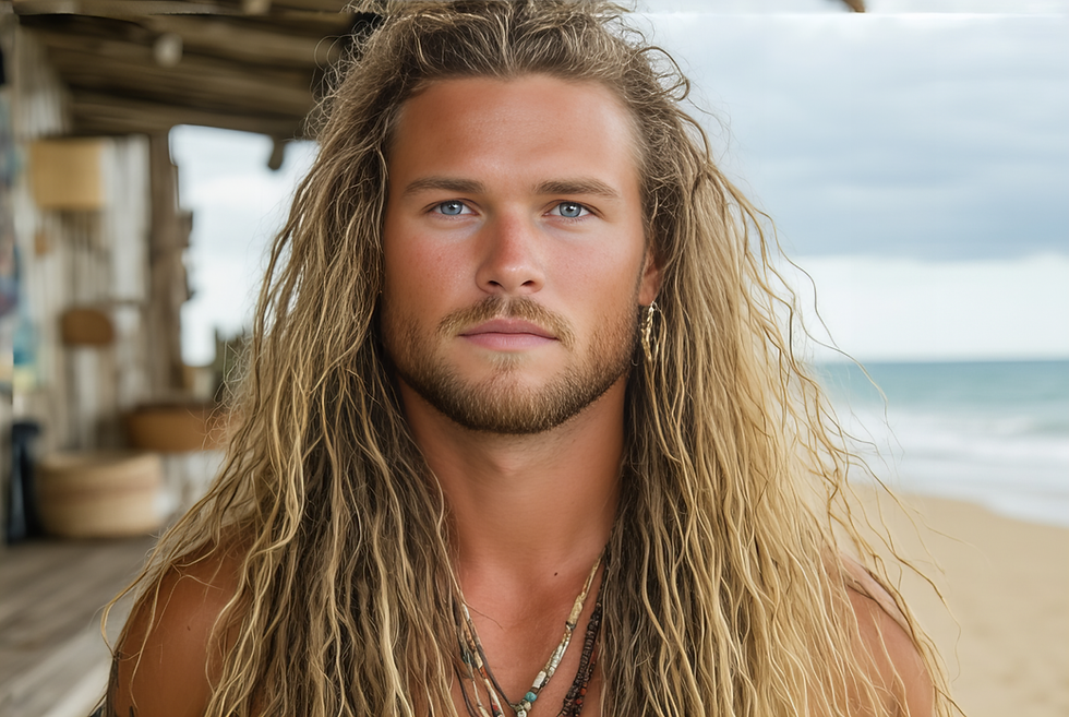 Image of man with textured ash blond virgin hair