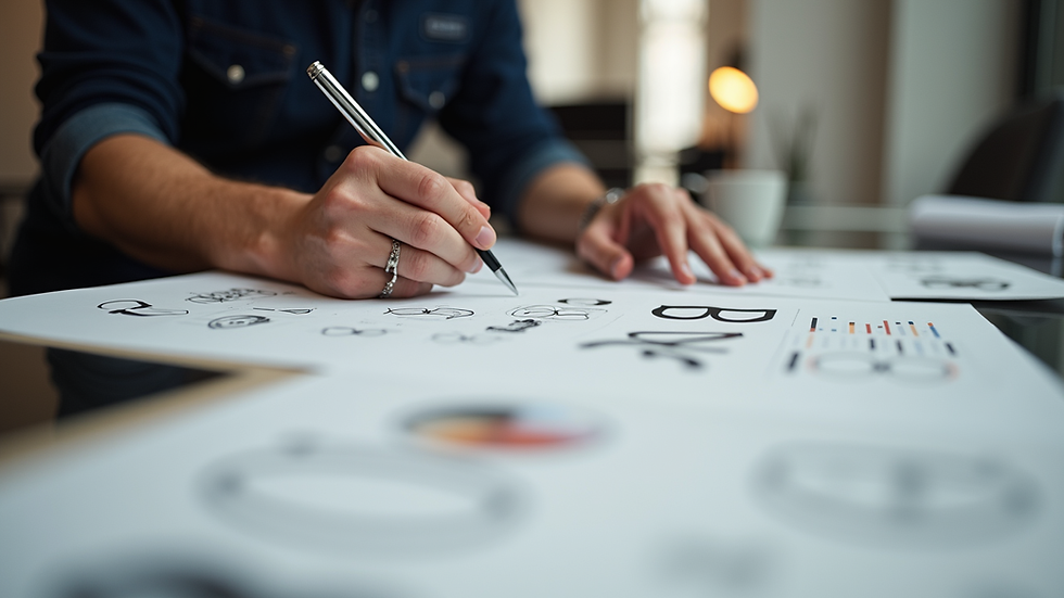 Eye-level view of a designer working on a brand style guide