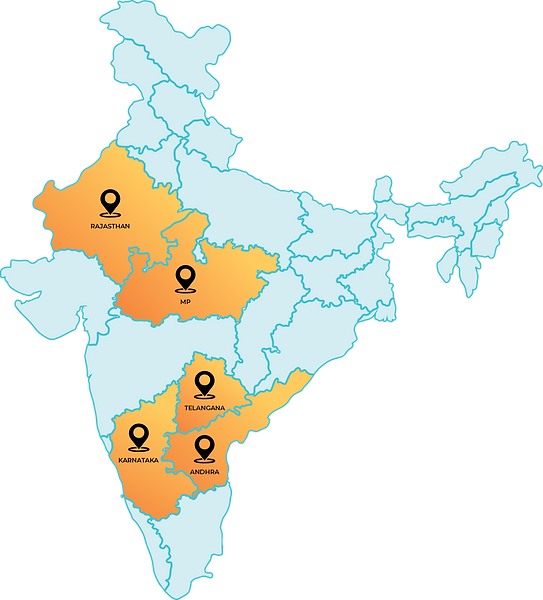 India map highlighting CMYK Graphics' extensive printing and signage service coverage across multiple states