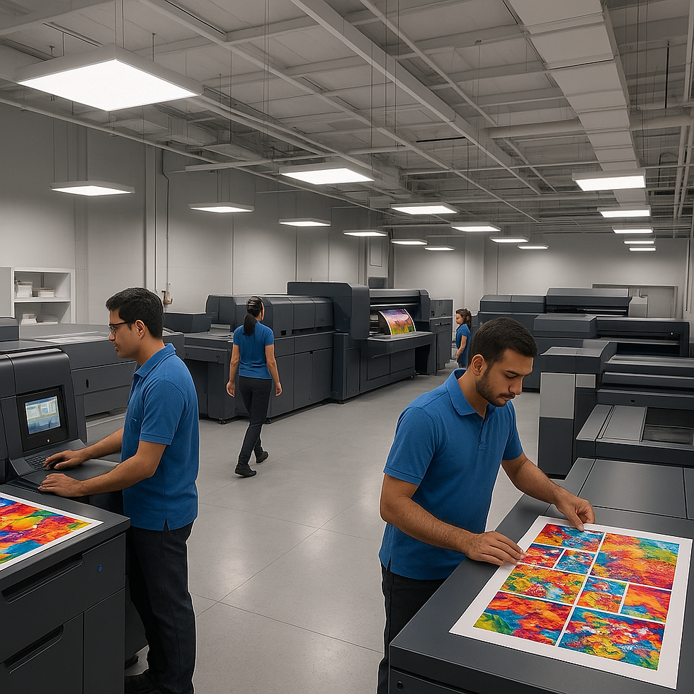 Modern digital printing facility with advanced equipment showing professional printing and branding services in India