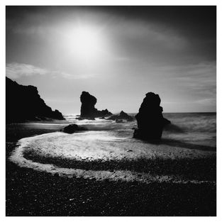 Light trying to infiltrate and illuminate the dark land.
Waves breaking onto rocks in Djúpalónssandur beach, Snæfellsnes, Iceland.
Minimal, high contrast, black and white landscape digital image.

© 2019 George Vlachos