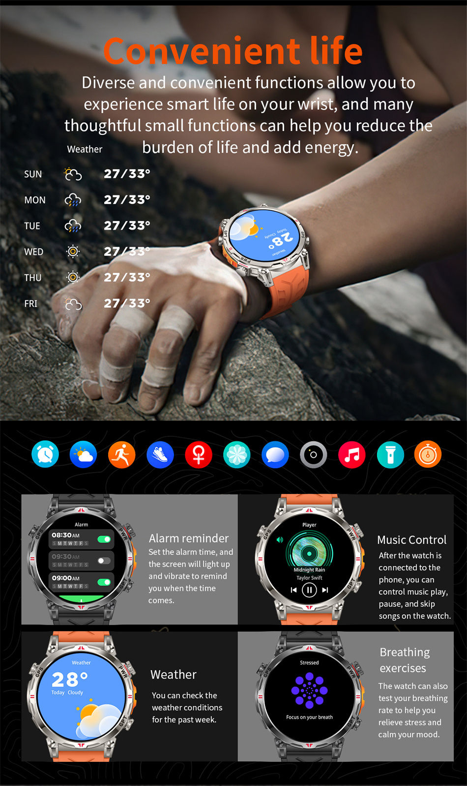 Miniatura: 2026New Military T-Rex3 Ultra GPS SmartWatch Built in GPS Compass Altimeter Baro