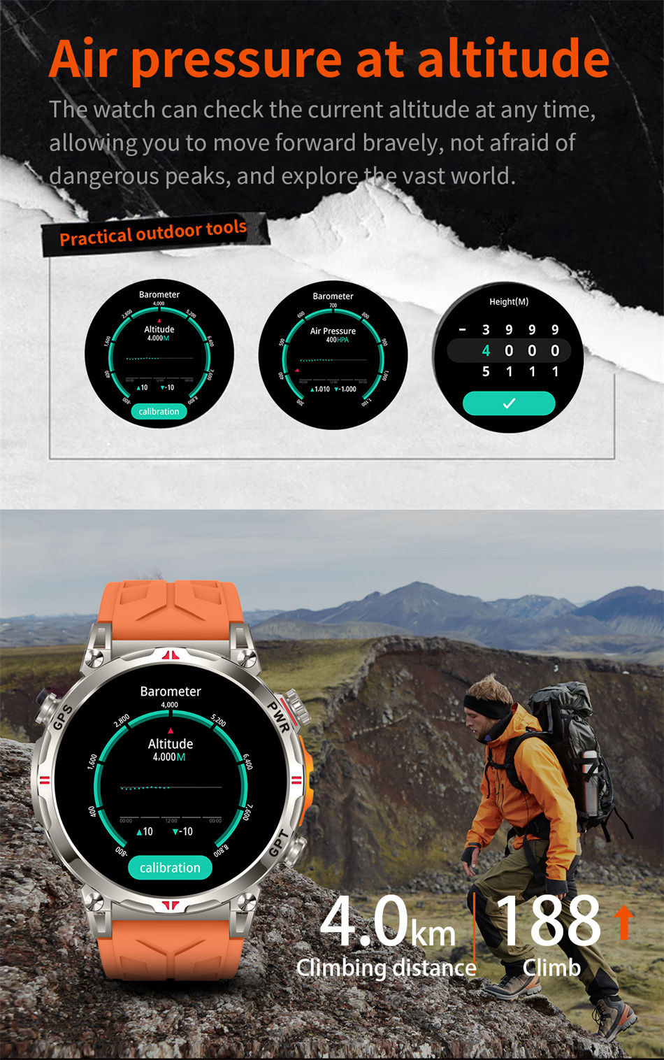 Miniatura: 2026New Military T-Rex3 Ultra GPS SmartWatch Built in GPS Compass Altimeter Baro