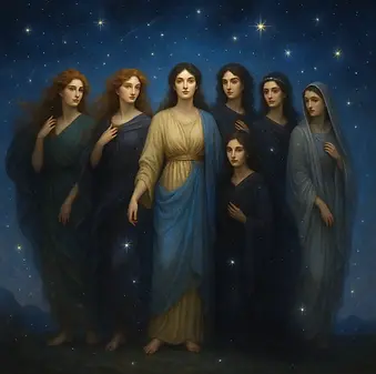 Yunan mitolojisinde Atlas’ın kızları olan ve gökyüzünde yıldızlaşan Pleiadlar.