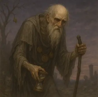 Yunan mitolojisinde yaşlılığın kişileşmiş tanrısı, ömrün kaçınılmaz çöküşünü simgeleyen Geras.