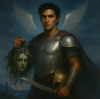 Yunan mitolojisinde Medusa’nın başını kesen, kahraman soylarını başlatan büyük kahraman Perseus.