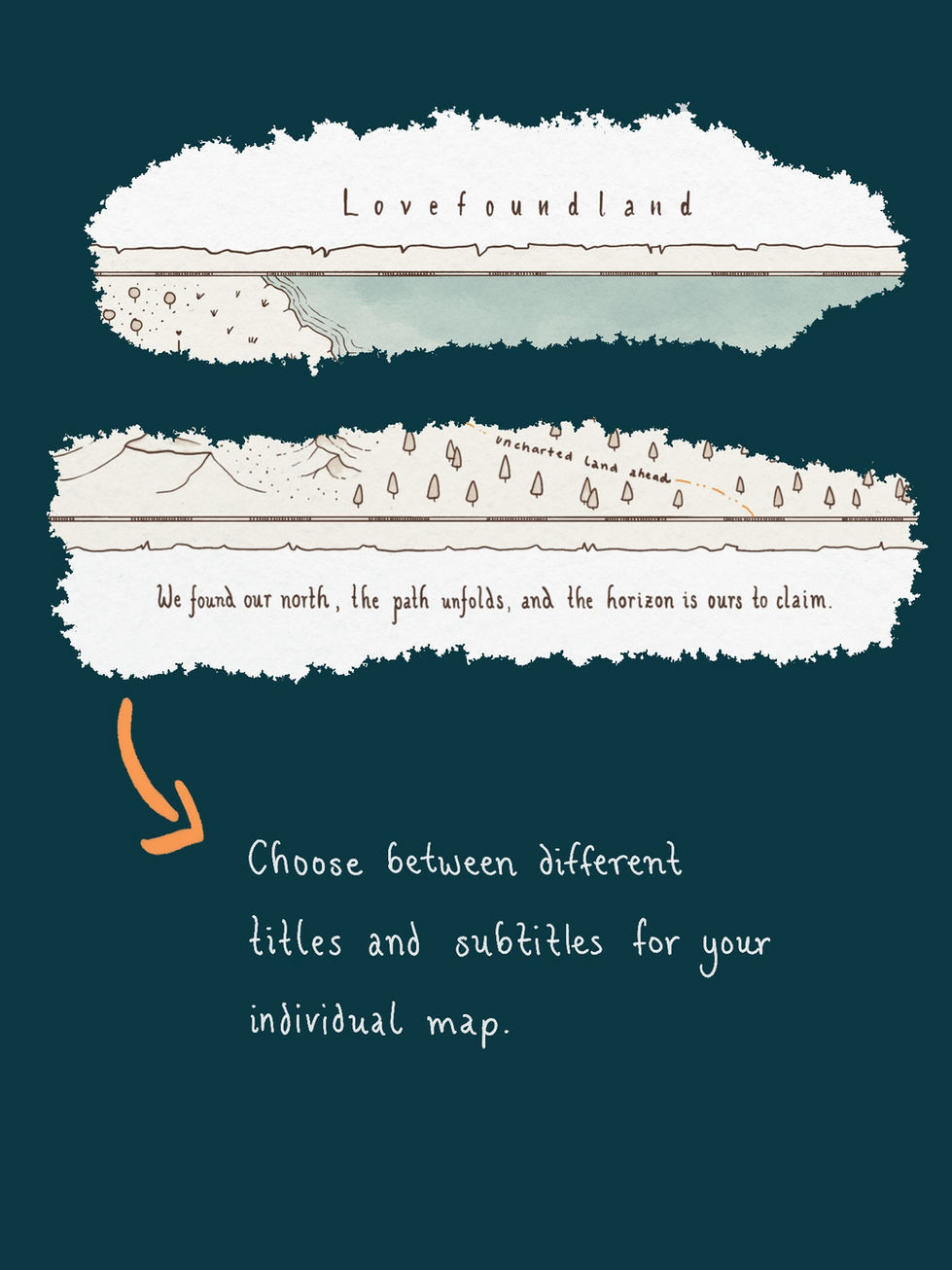 Detailed view of personalized Love Map artwork with title and subtitle