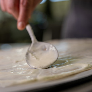 Vorbereitung Flammkuchen, Guggital Zug