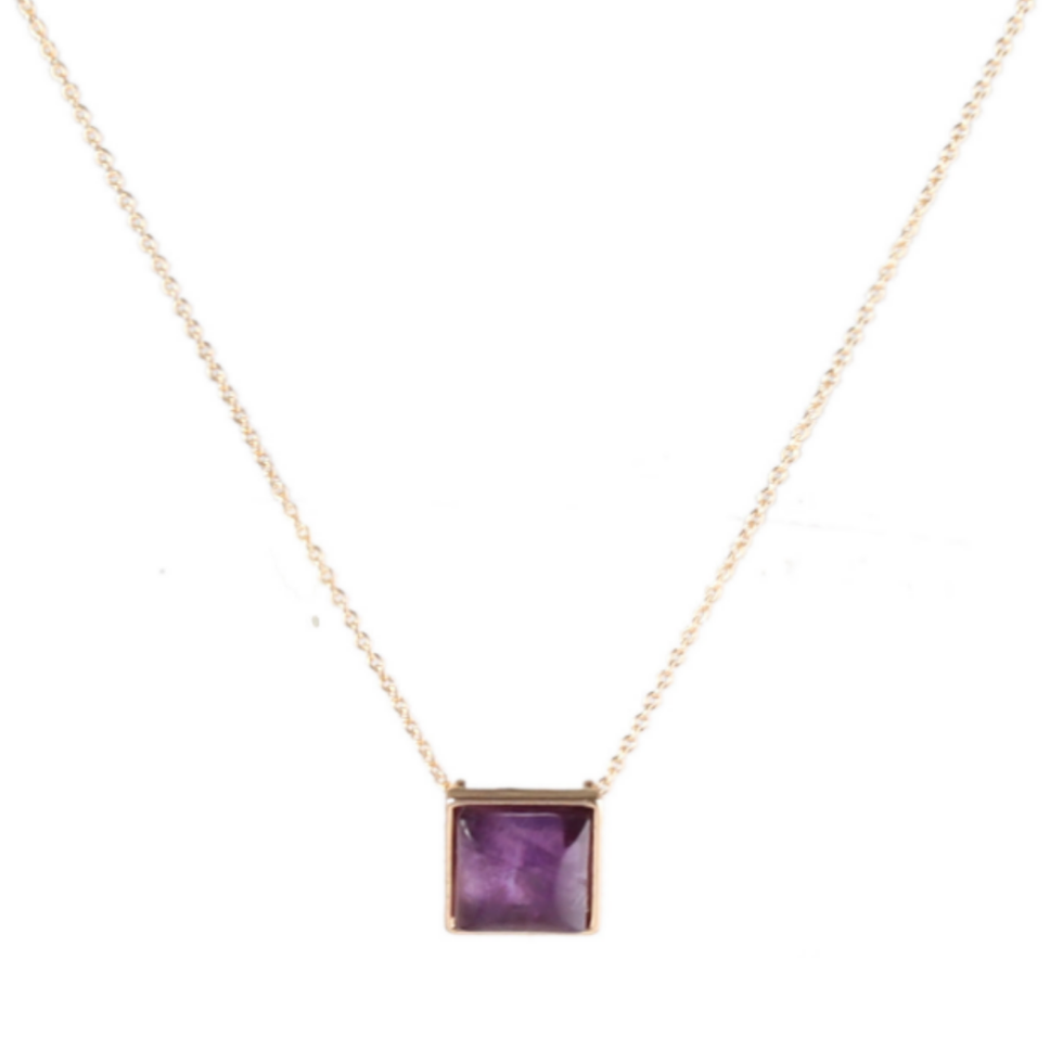 Natural Stone Square Pendant Necklace — product view 6