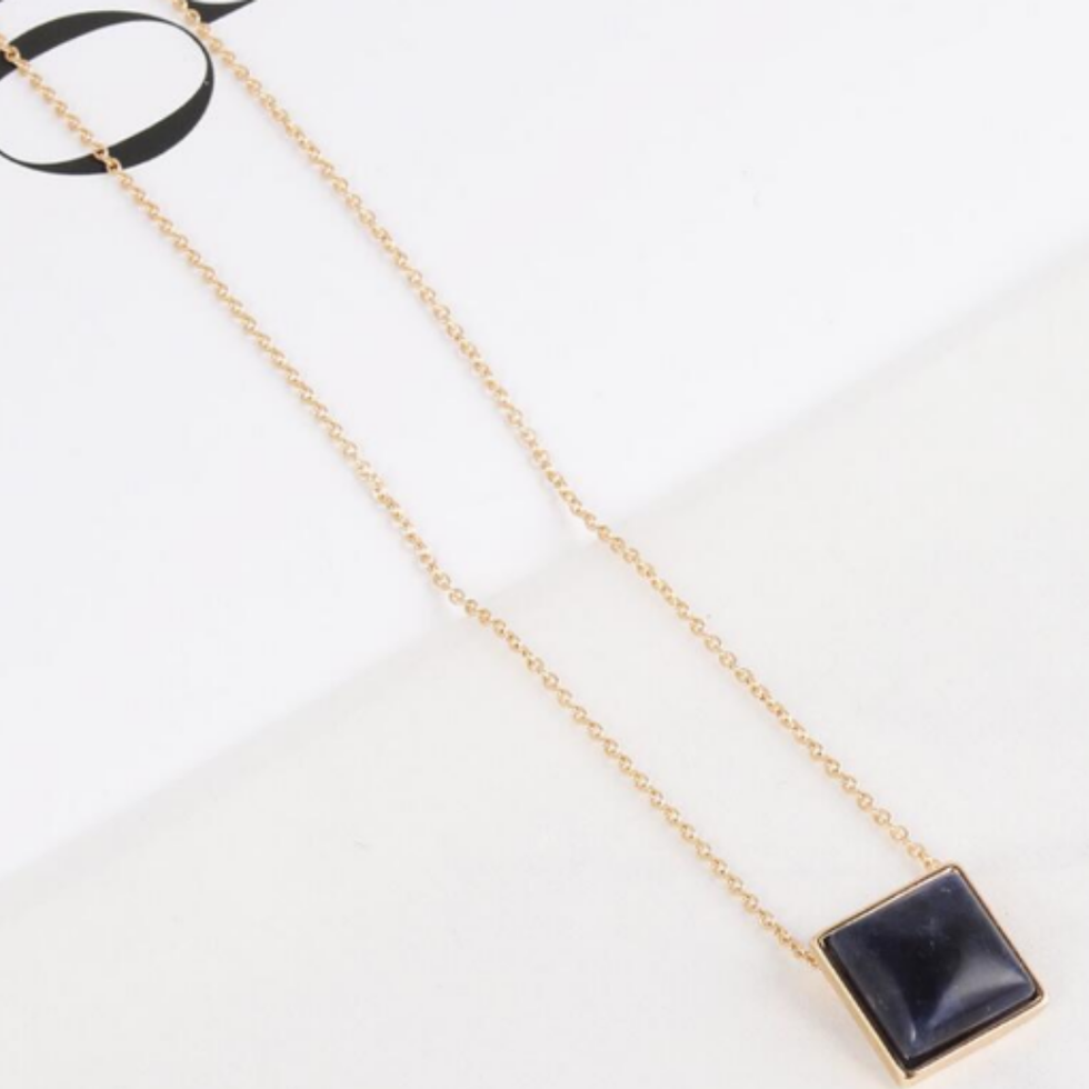 Natural Stone Square Pendant Necklace — product view 13