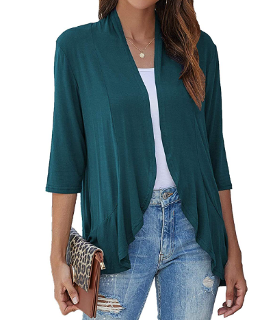 Everyday Waterfall Cardigan in a blue-green shade