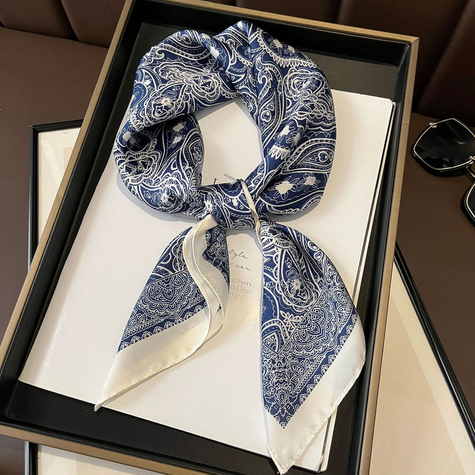 French-Style Satin Square Scarf — product view 1