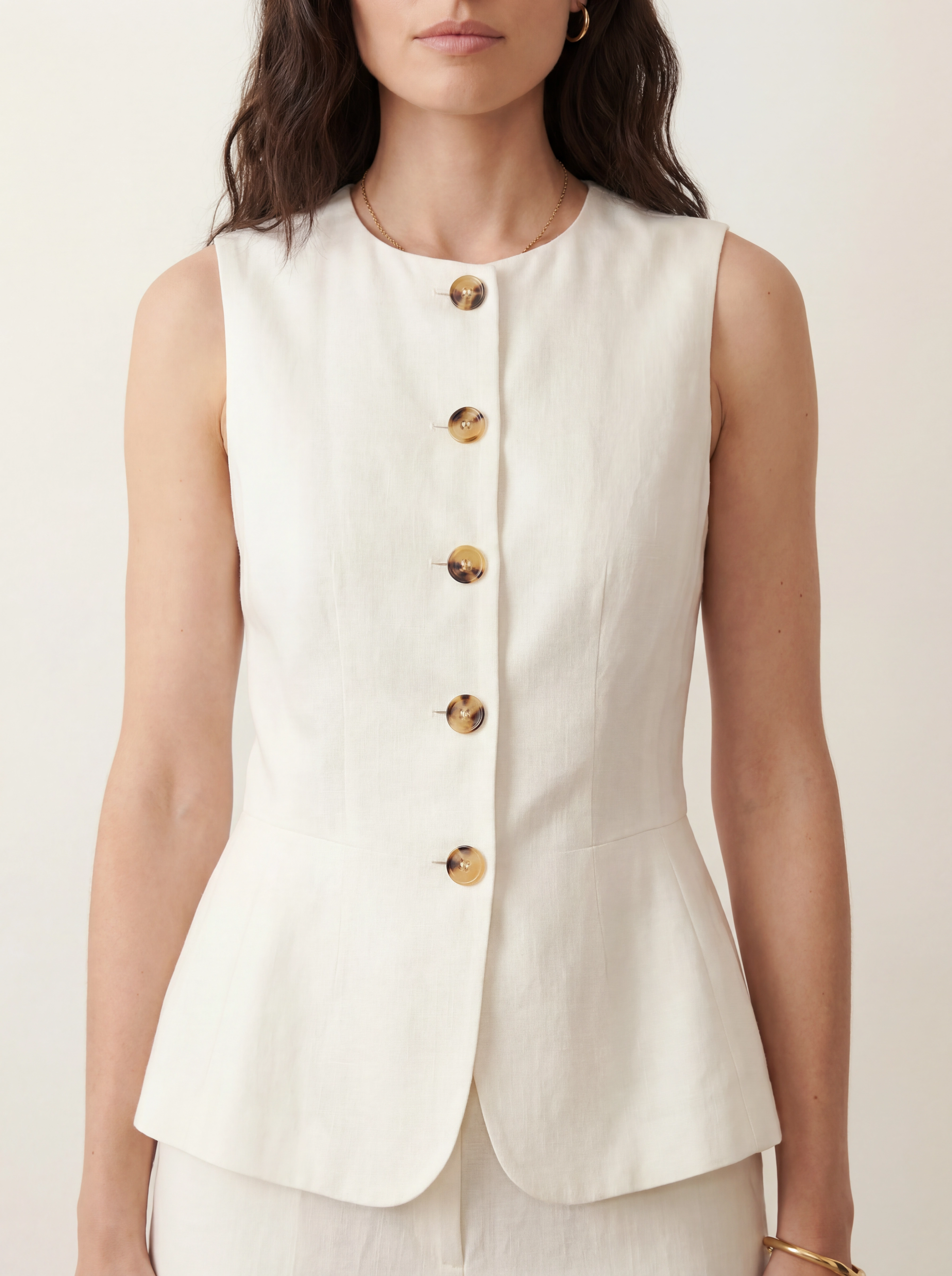 Round-neck Linen Waistcoat