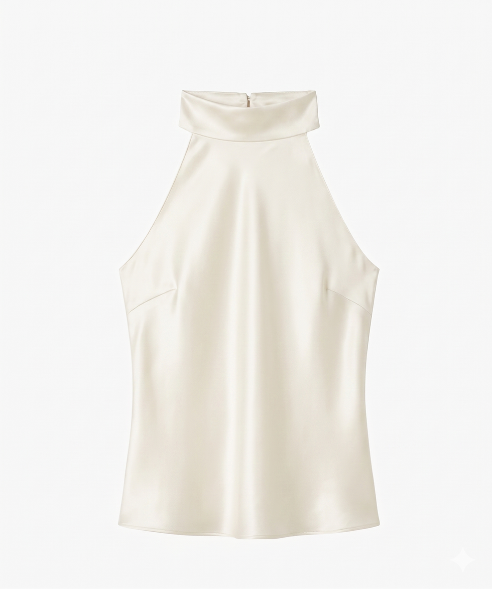 Thumbnail: Cream Silk Halter Neck Top
