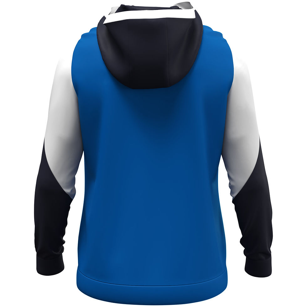 Miniaturebillede: Dynamic zip top hættetrøje royal/hvid/navy  – hætte og ærmer i kontrast med påsyet lomme