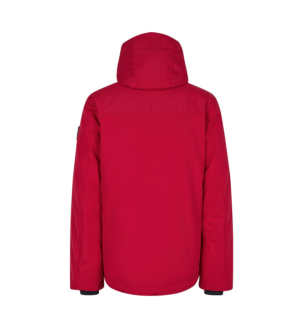 Miniaturebillede: ID Identity Hooded vinterjakke i navy set forfra med hætte og gennemgående lynlås.