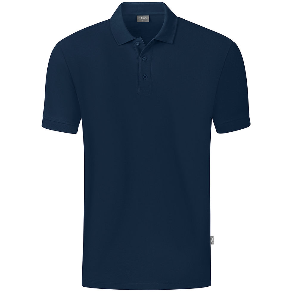 Miniaturebillede: JAKO Polo Organic navy – ribkrave og 3-knaps stolpe