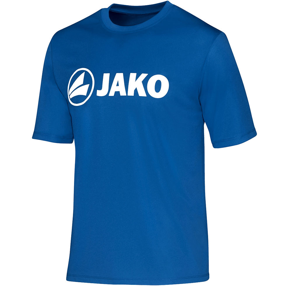 Miniaturebillede: JAKO Logo T-shirt Blå – front med kontrastlogo