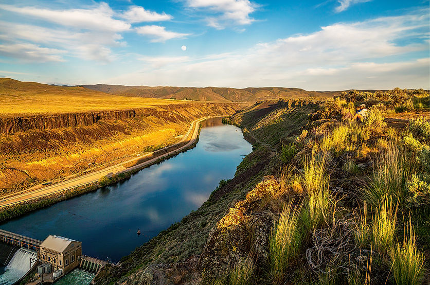Moonrise over Boise River Diversion Dam