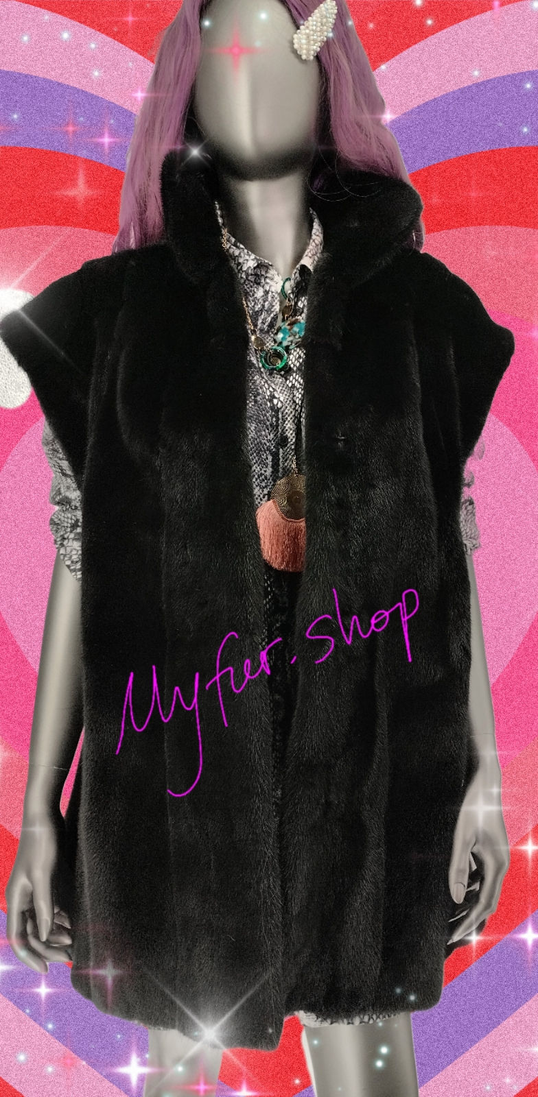 Thumbnail: BLACK FULLPELT MINK FUR Vest