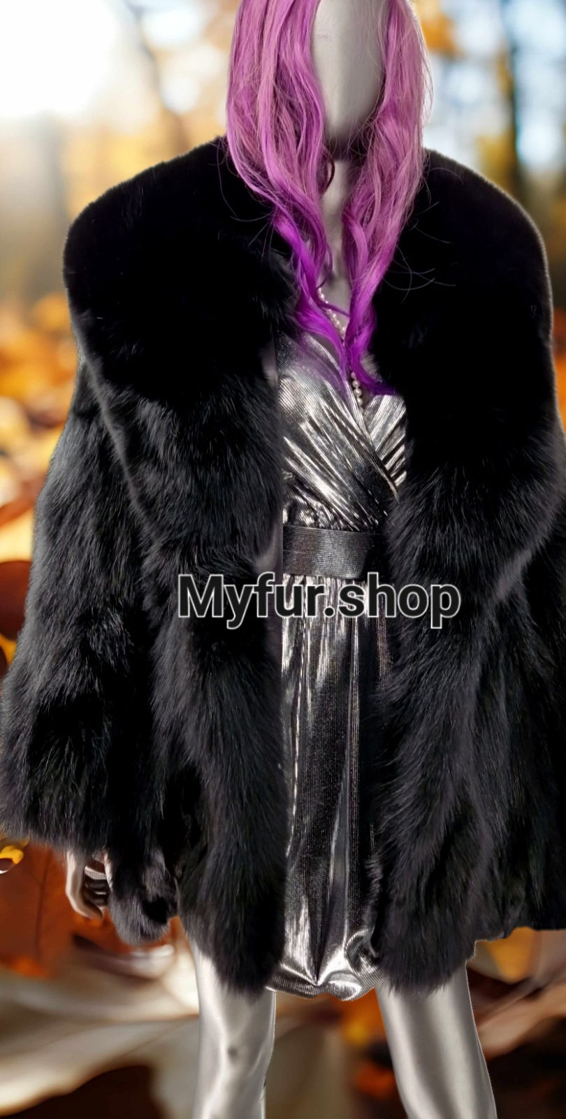 Thumbnail: BLACK Fox Fur Coat