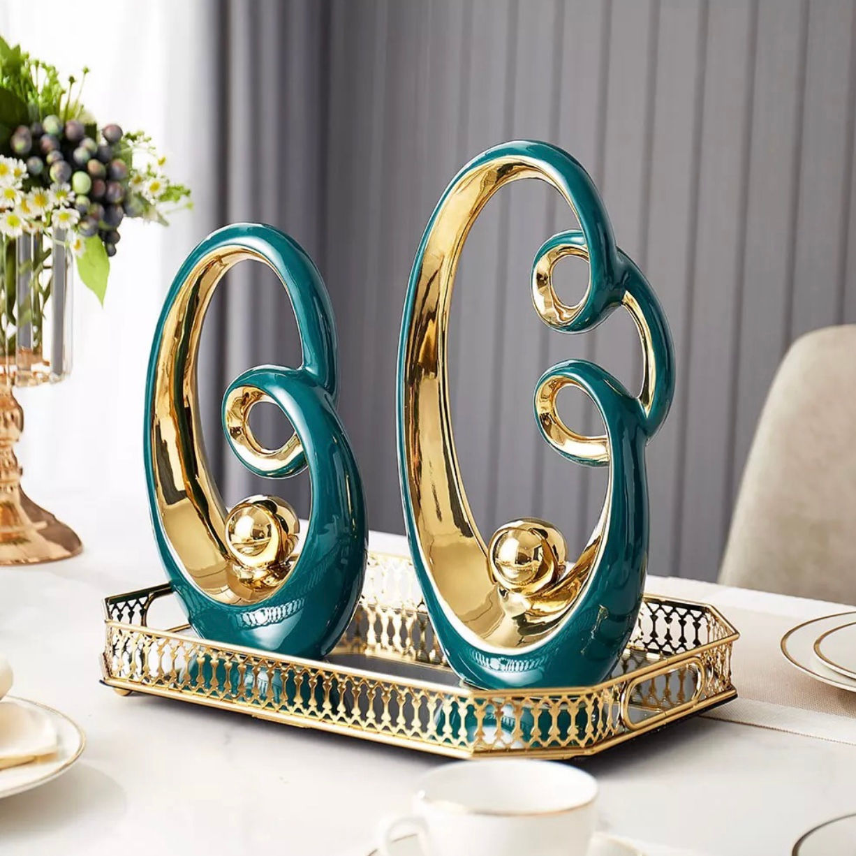 Green and Gold Abstract Decor set