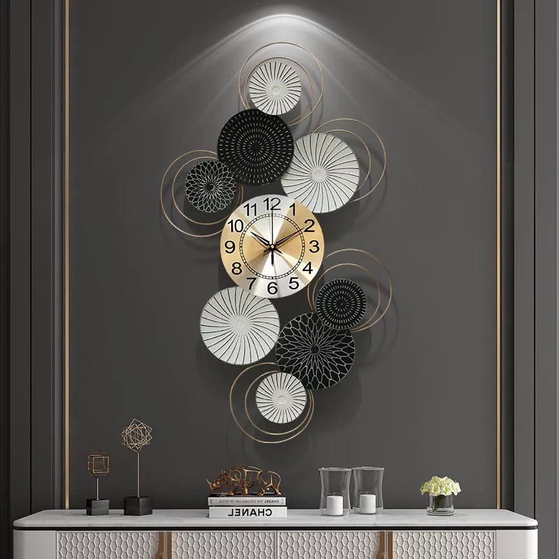 Contemporary Wall Clock Black and Gold RnR Decor