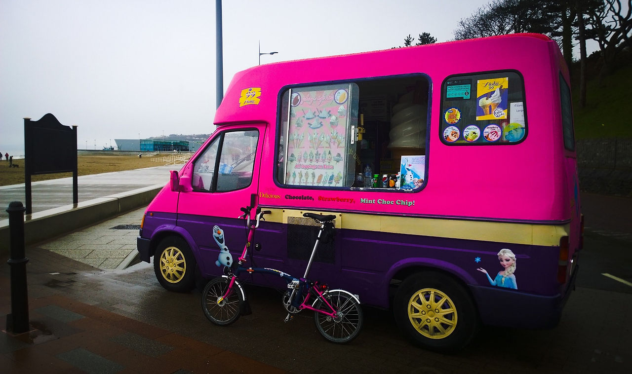 Pink and purple ice cream van