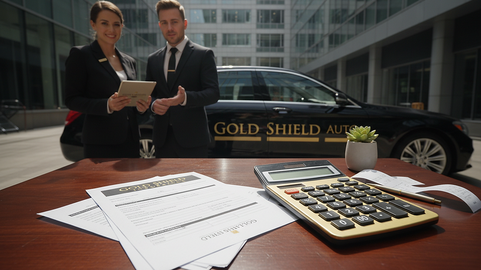 Eye-level view of a desk with insurance claim documents and a calculator