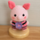 Thumbnail: Amigurumi Piglet Plush with Purple Flower – 6x12cm