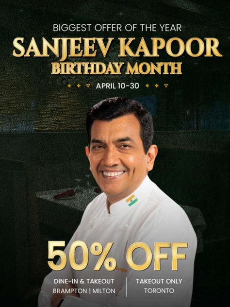 Celebrate Sanjeev Kapoor Birthday Month with 50% Off