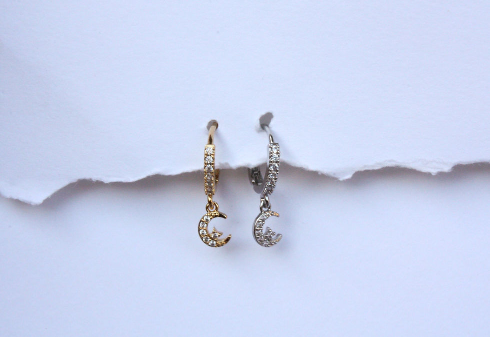 Hoop glitter con luna pendente glitterata