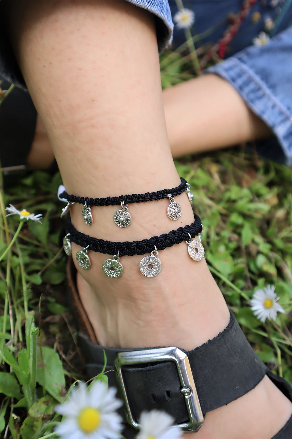 Miniatura: Cavigliera treccia e monete ESME monete ARGENTO