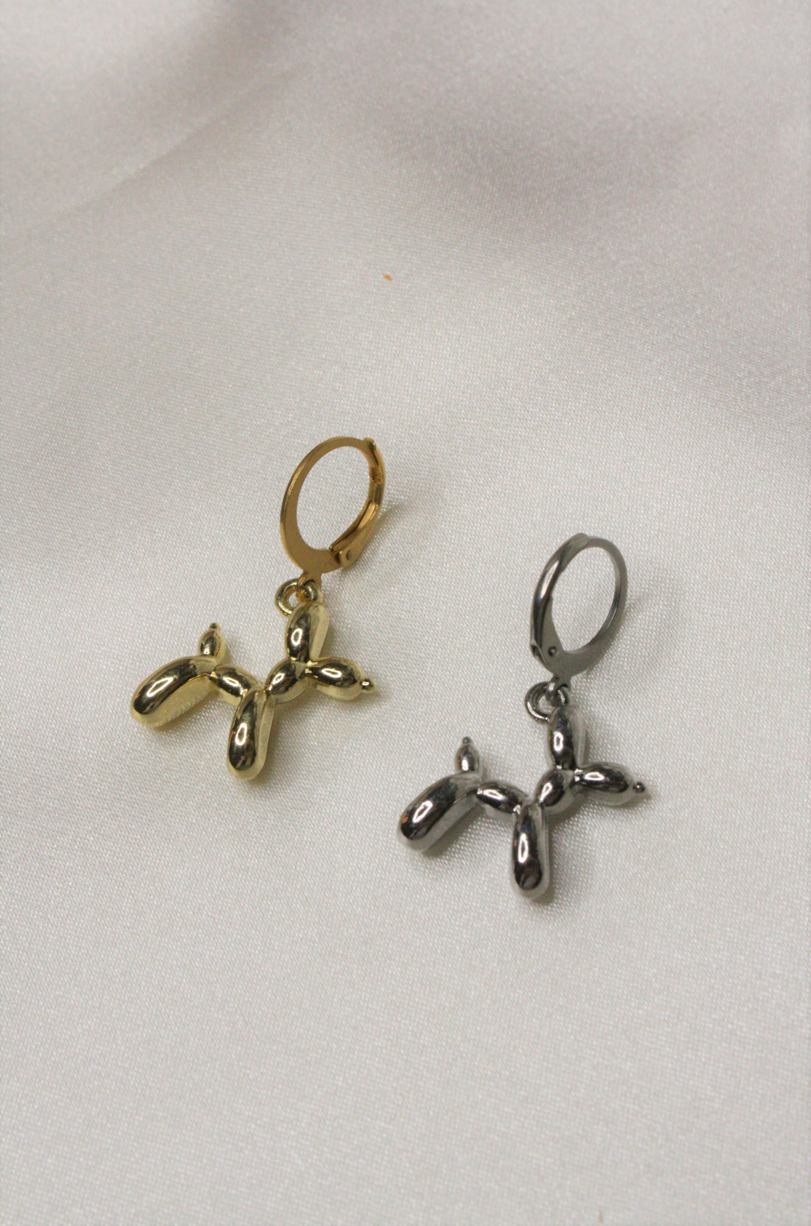 Hoop palloncino a forma di cagnolino color oro e argento