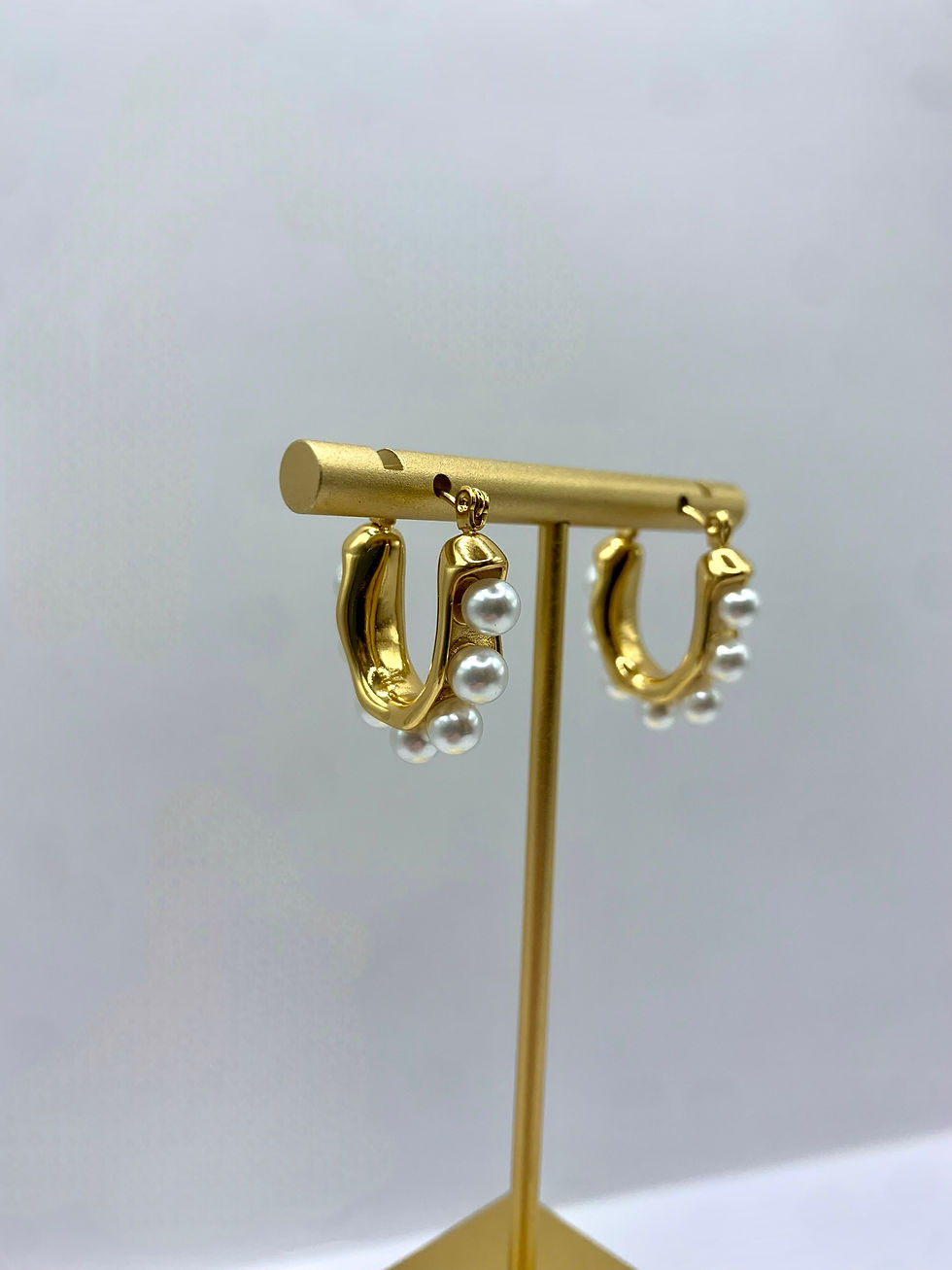 Miniatura: Orecchini cerchi perle oro