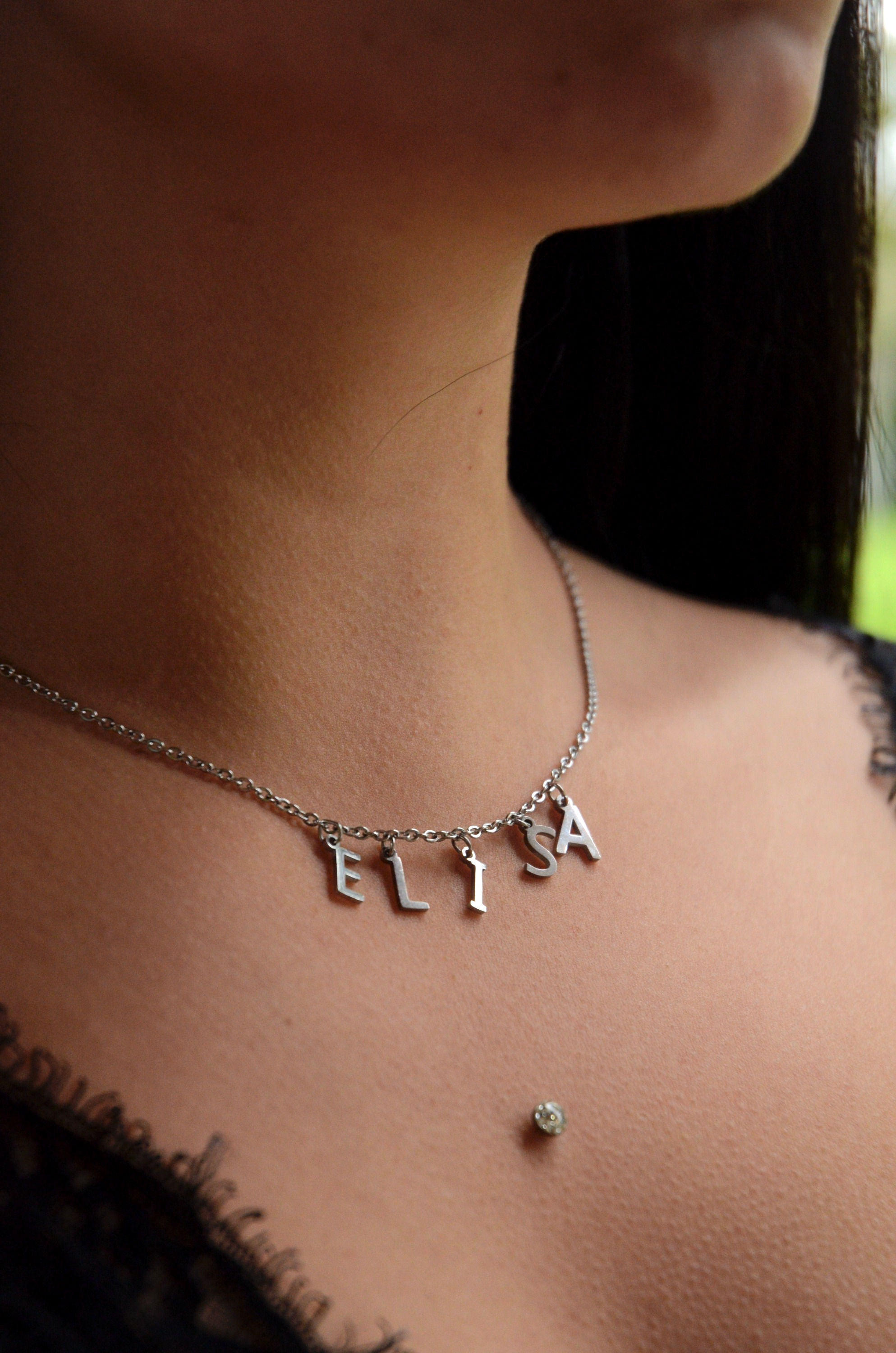 Collana personalizzata con lettere piccole in color ARGENTO