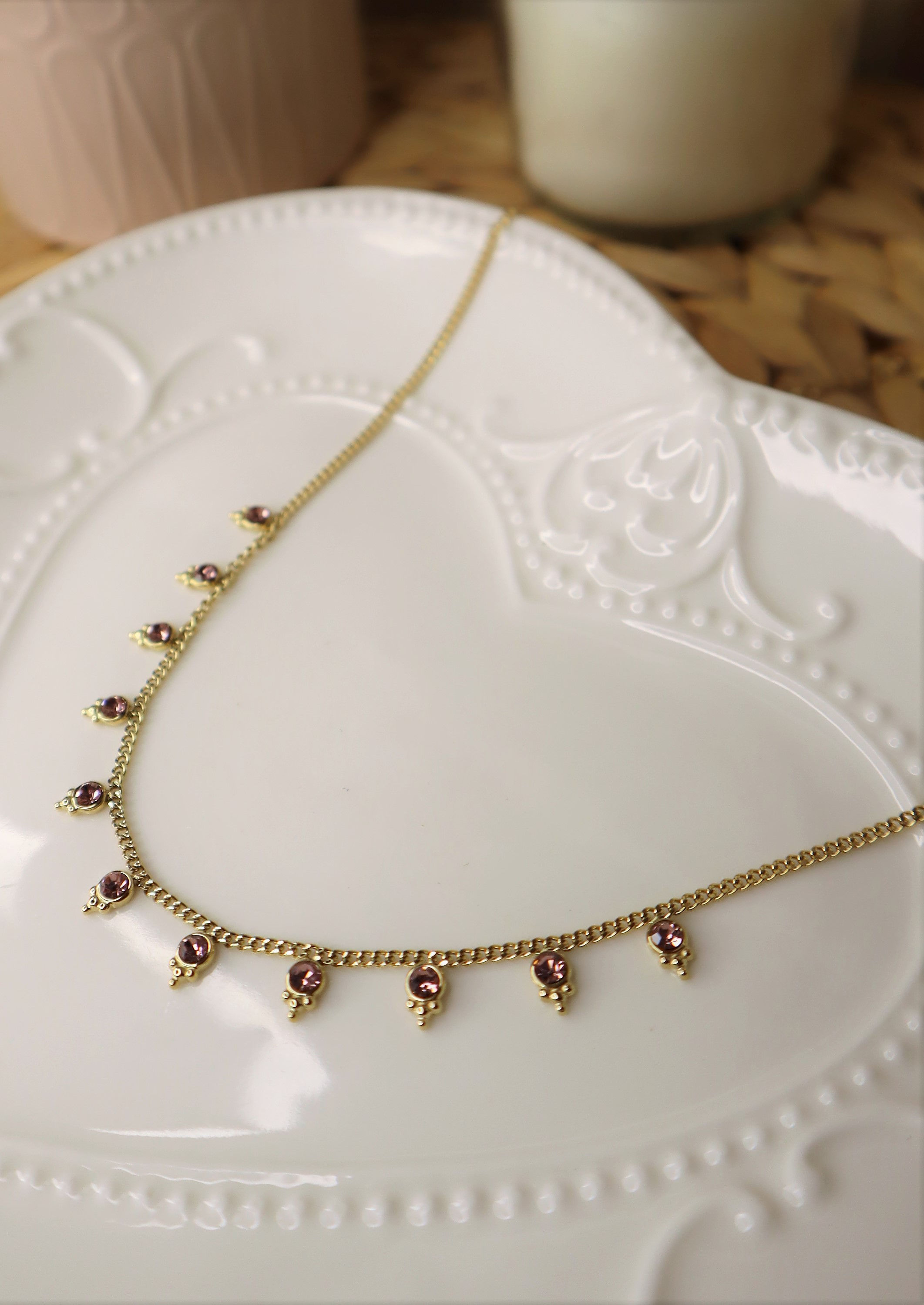 Collana ZAHRA con strass rosa baby
