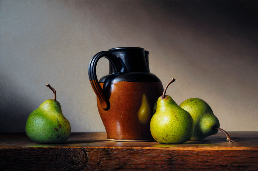 Jug & Pears still life painting by the artist Brett Humphries
