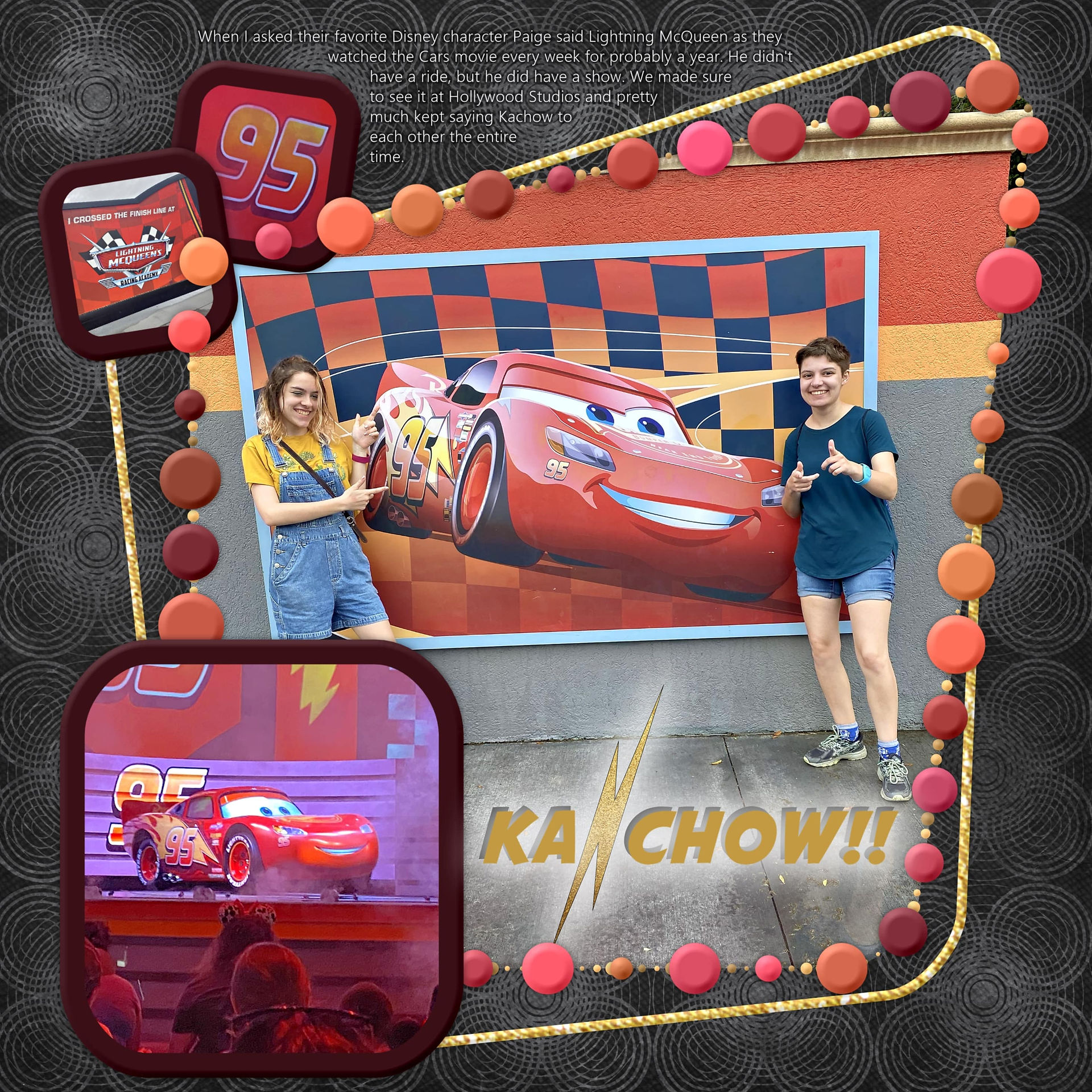 scrapbook page about cars show at disney hollywood  studios