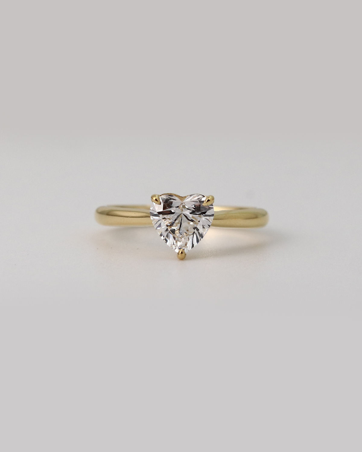 Classic 1ct Heart Solitaire Engagement Ring in 18K Yellow Gold