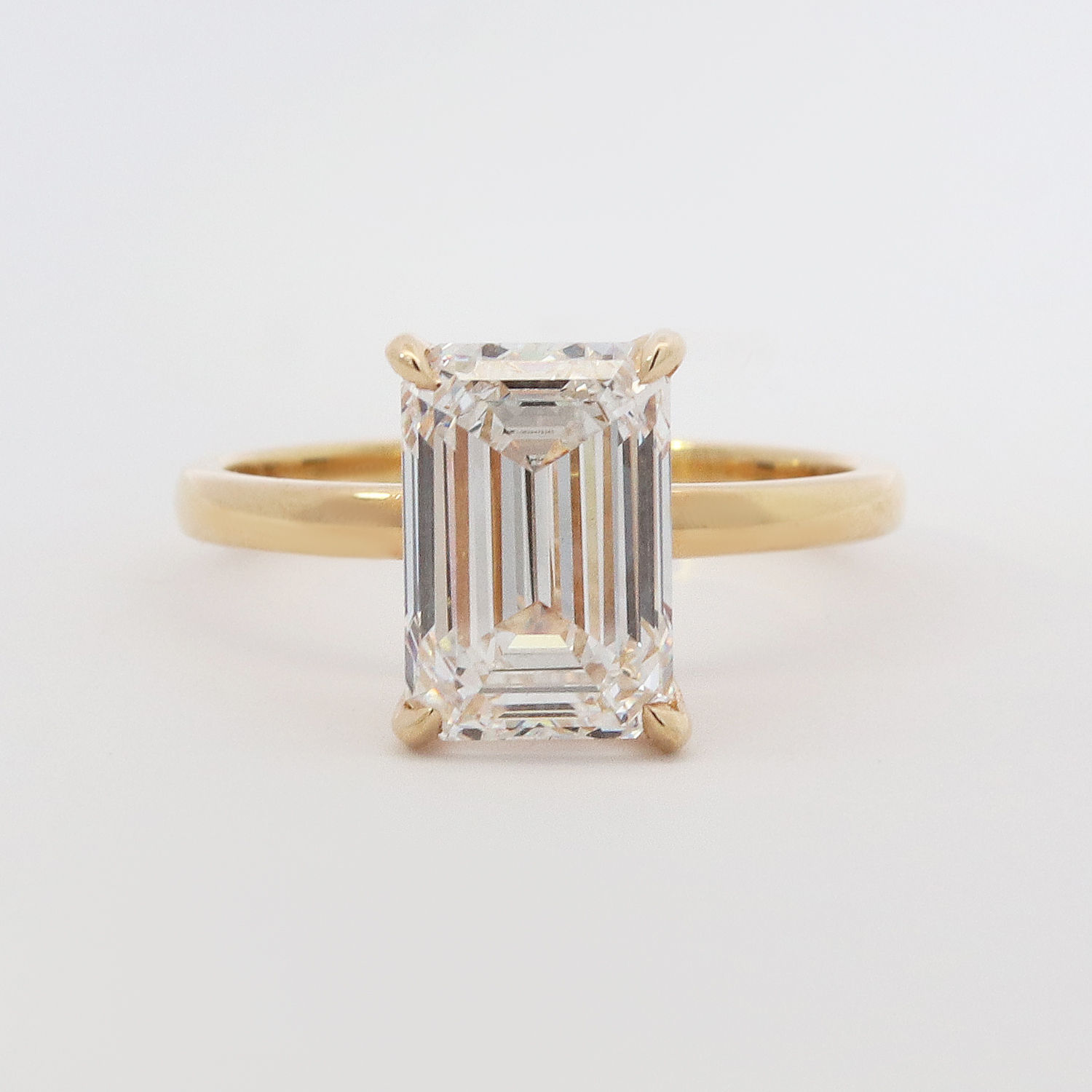 3.04ct Emerald-cut Solitaire Engagement Ring in 18K Yellow Gold