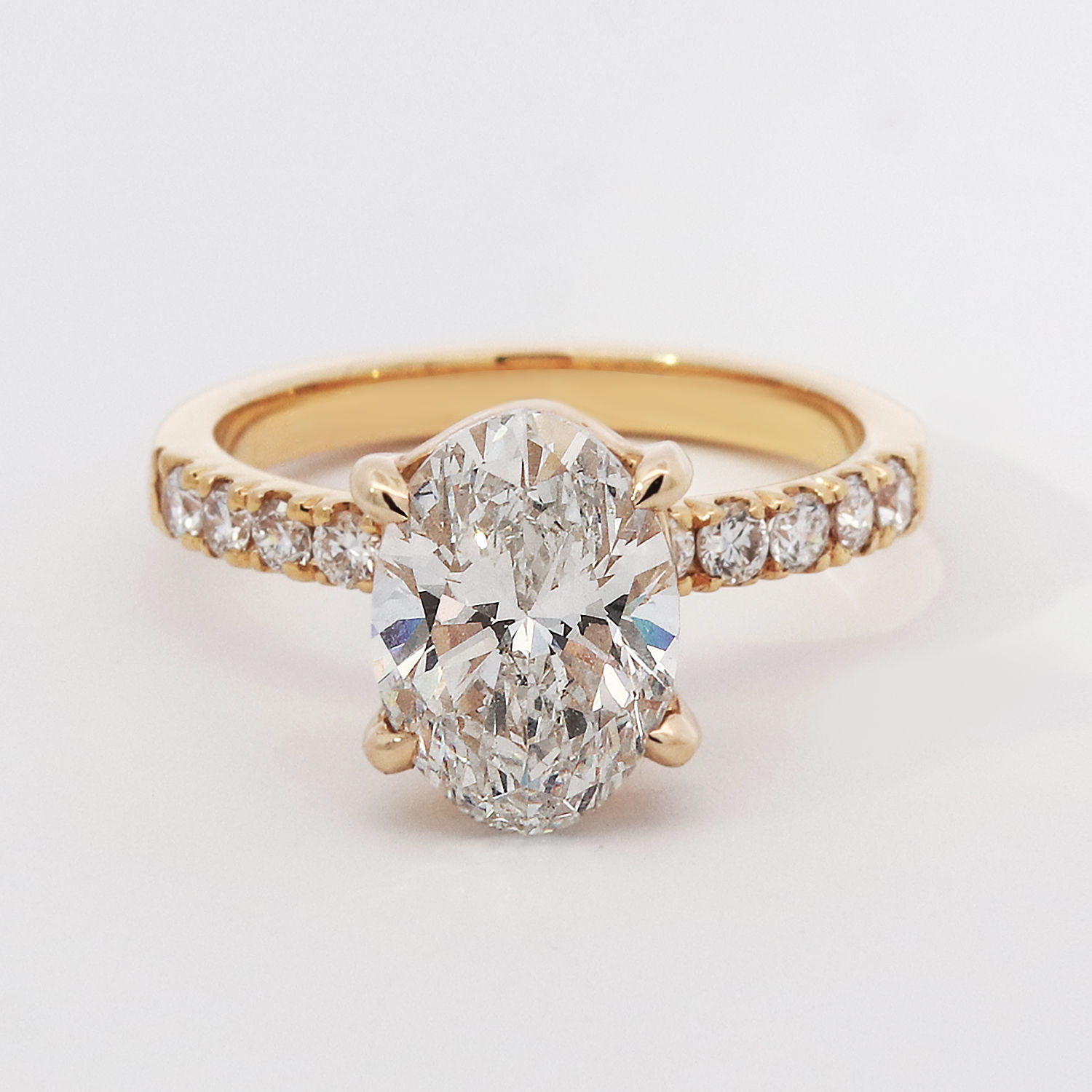 2.34ct Oval-cut Pavé Engagement Ring in 18k Yellow Gold