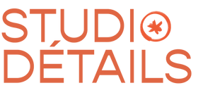 Logo de l'agence. Texte Studio Détails, en couleur orange vif, en majuscules avec une astérisque dans le O