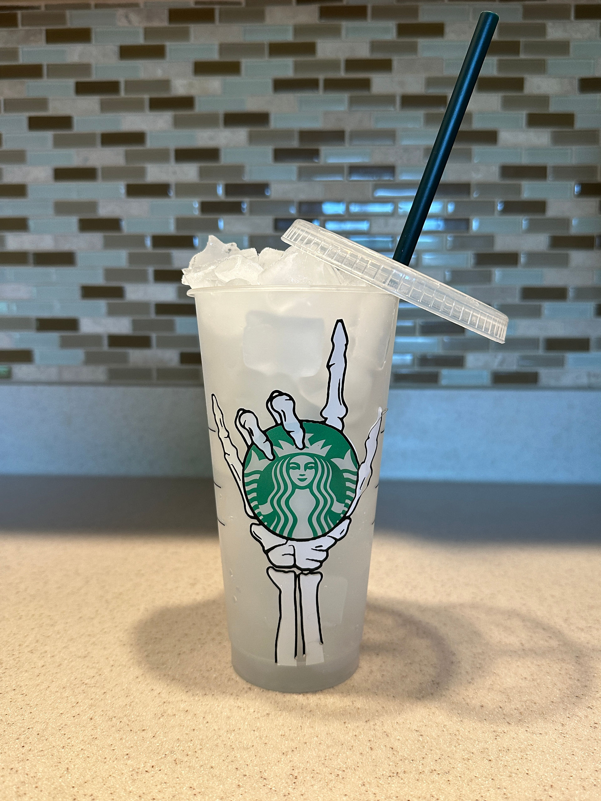 Ice in a plastic coffee cup
