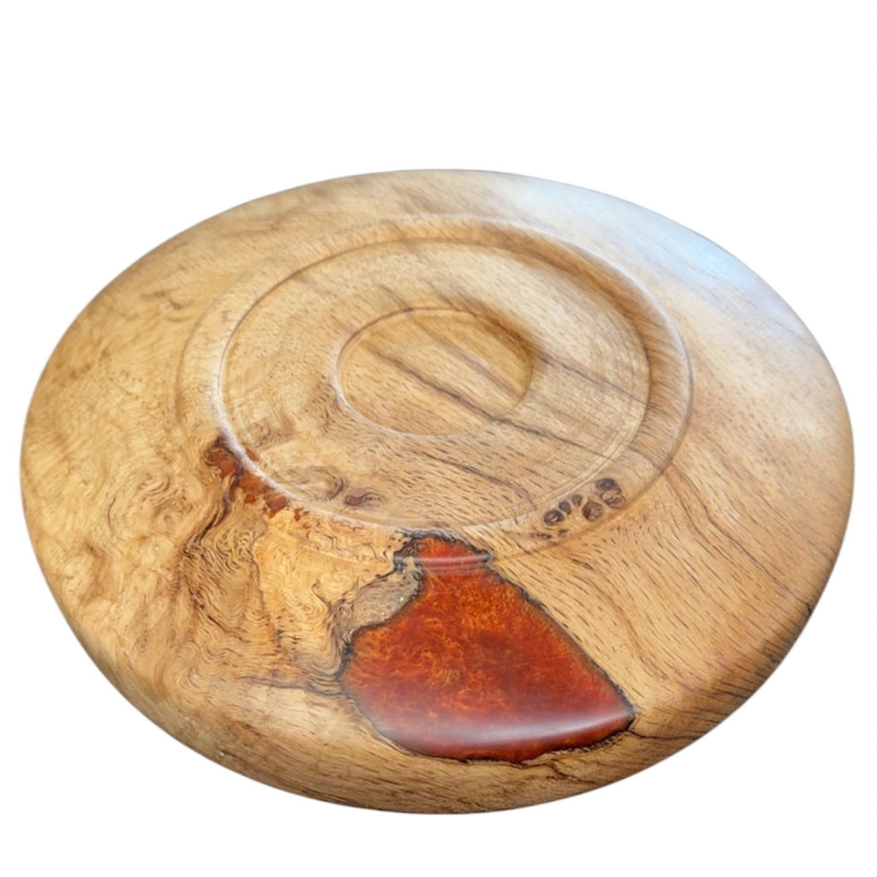 Handmade oak and epoxy resin bowl