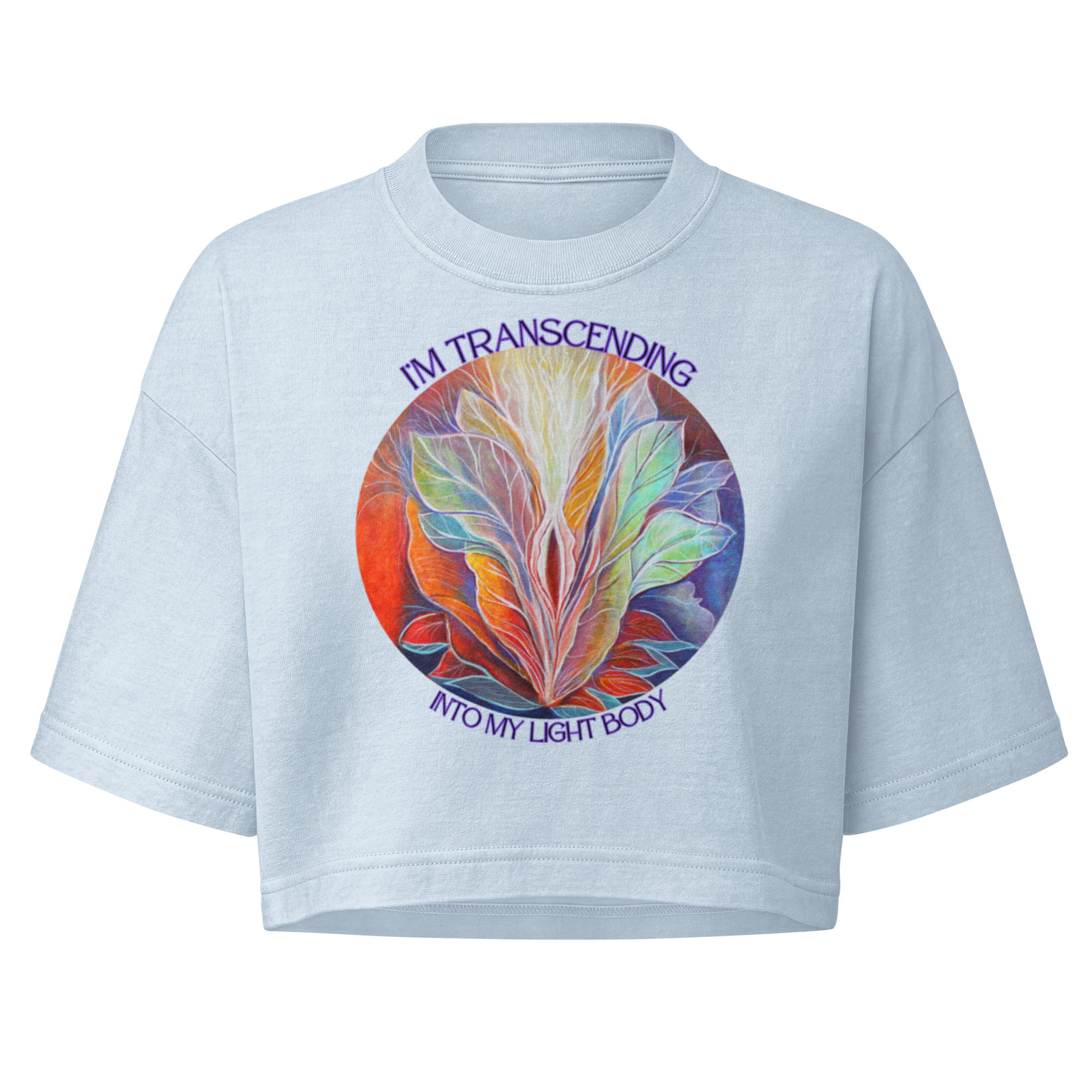 Women’s garment dye cropped tee, Transcending, Light Body, divine feminine tee