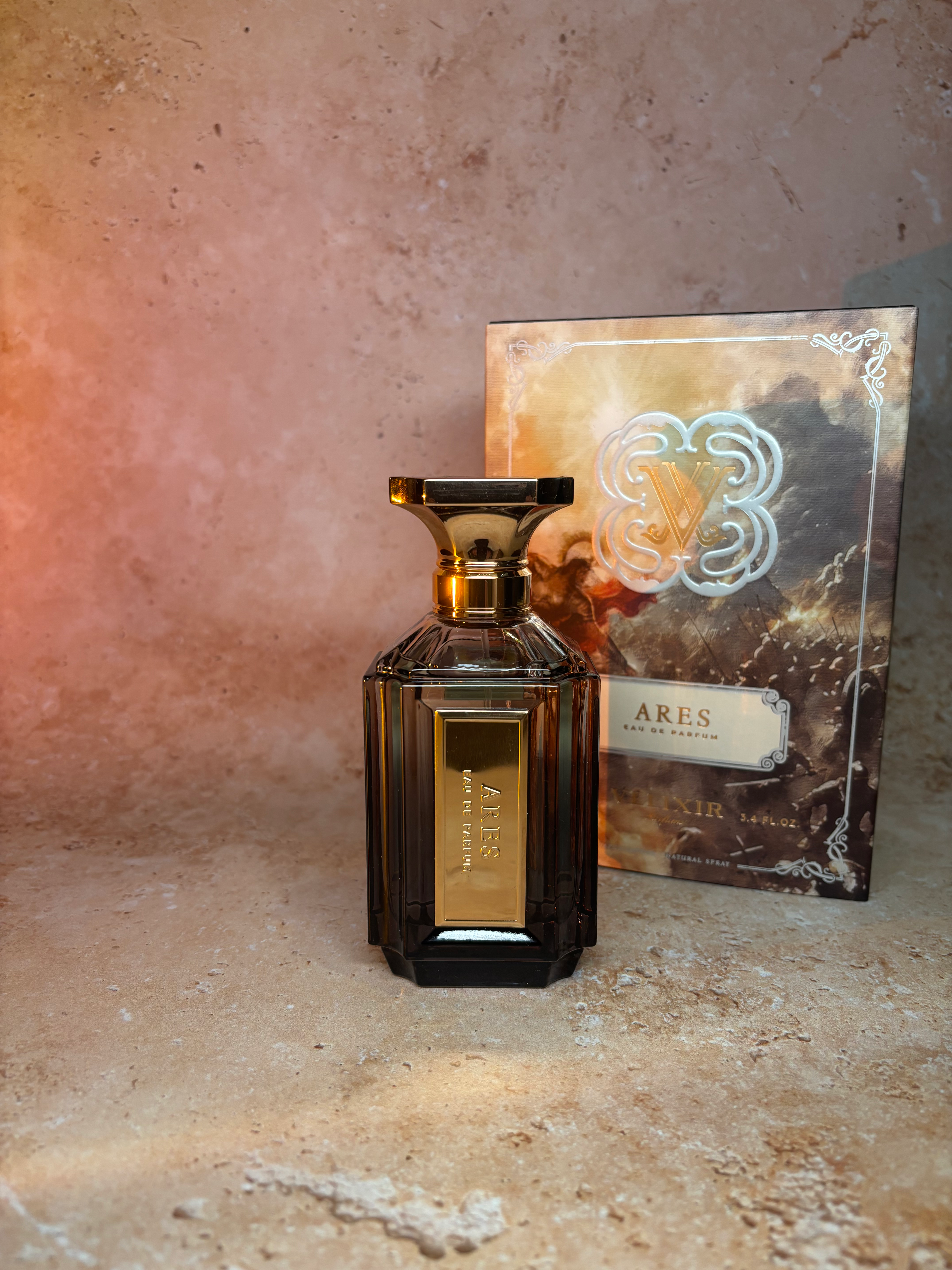 Velixir Ares fragrance bottle and box