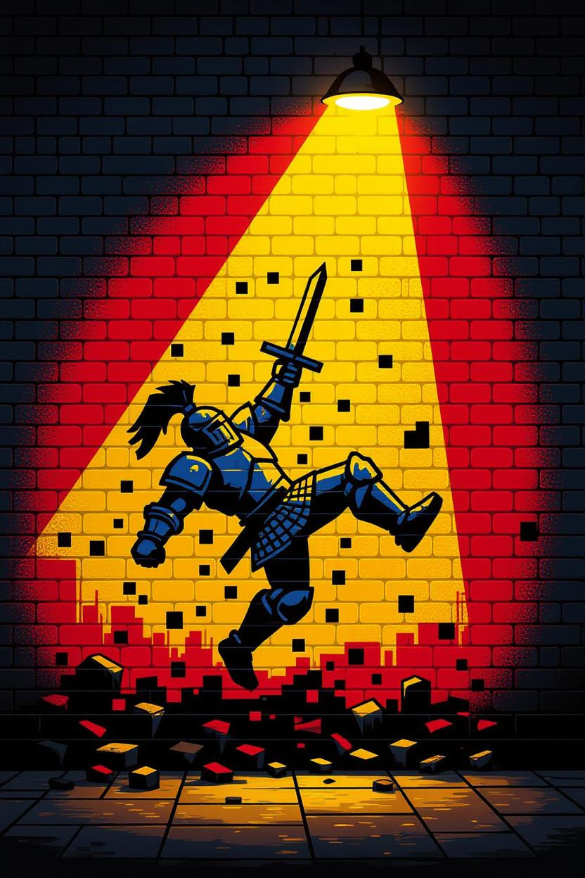 Eye-level view of a colorful junkyard filled with various trash items